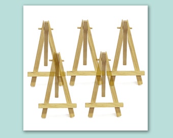 Mini Staffeleien aus Holz (5er Set): Rustikale Hochzeitstafel