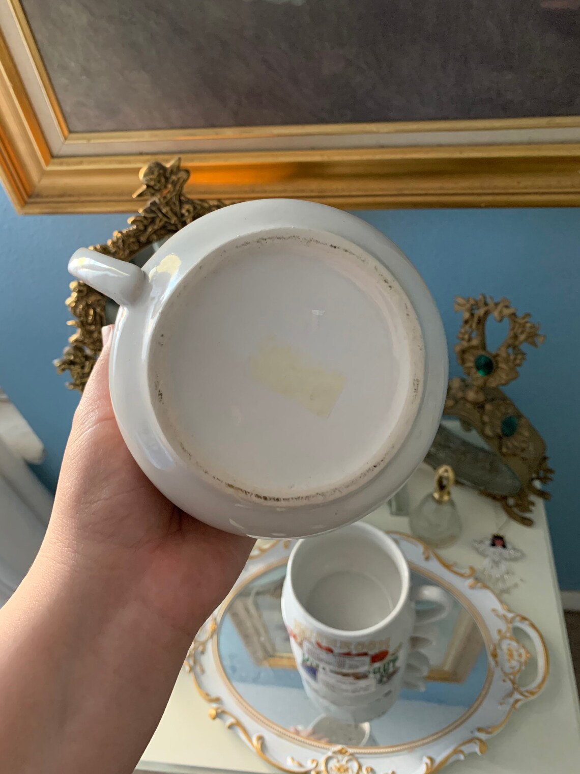 Set of 3 Vintage Soup Cups Onion Soup, Mushroom Soup Vintage Glassware