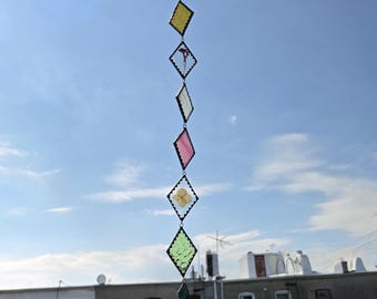 Hanging Stained Glass Sun Catcher, Pressed Flower Art, House Warming Gift