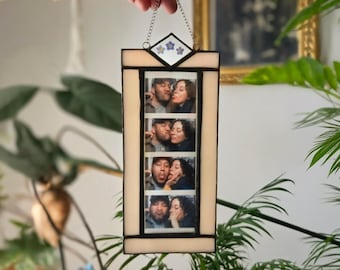Pressed Flower Photobooth Frame, Forget-Me-Nots - 2x6 Inch, Stained Glass, Assorted Colors