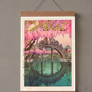 Japanese Illustration Yoshida Hiroshi Wistarida at Kameido Print Japan Poster Wall Art Vintage Wall Decoration Wall Art