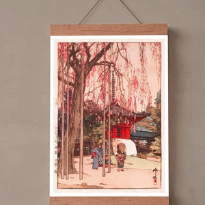 Vintage Print Japan Poster Yoshida Hiroshi Cherry Tree in Kawagoe Wall Decoration Wall Decoration Japanese Illustration Image Gift Idea