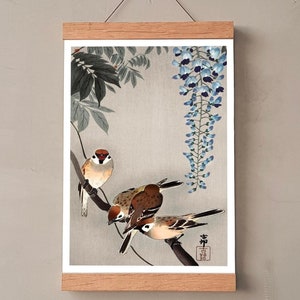Stampa vintage Passeri su un albero Poster Immagine Illustrazione giapponese Uccelli Ohara Koson Decorazione da parete Decorazione da parete Idea regalo