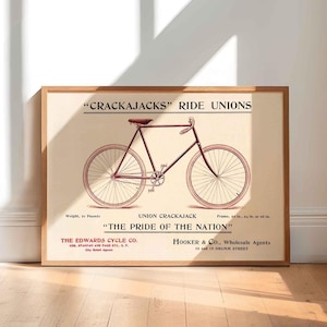 Vintage Bicycle Print Bicycle Poster Retro Wall Decoration Gift for Cyclist Bicycle Picture Antique Illustration Wall Decoration Gift Idea