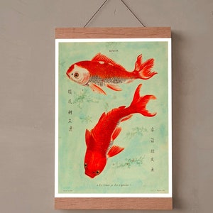 Vintage Print Chinese Art Print Wall Decoration Poster Kin-Yu Koi Fish Ukiyo-e maritime illustration Wall Decoration Gift Idea