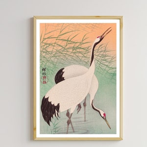 Vintage Print Two Cranes Japan Poster Ohara Koson Ukiyo-e Wall Decoration Wall Decoration Japanese Illustration Gift Idea