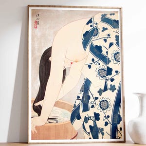 Vintage Print Hair Washing Ito Shinsui Japan Wall Art Ukiyo-e Poster Japanese Washing the Hair Japanese Decoration Wall Decoration Wall Decoration