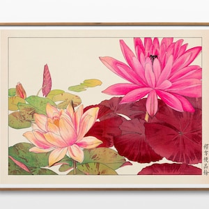 Vintage Print Lotusblume Tanigami Kônan Poster japanische Kunst Blume Wanddekoration Lotus florale Wandschmuck Illustration Geschenkidee