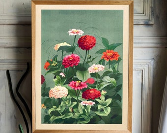 Vintage Print Colorful Floral Poster Art Print Floral Wall Decoration Wall Art Botanical Illustration Gift Idea