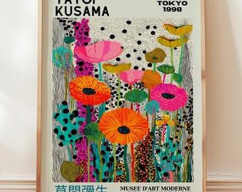 Yayoi Kusama Blumen Poster Buntes Botanical Art Print Japanische Wanddekoration Moderne Kunst Druck Abstrakte Kunst Dots Style Museum Print