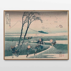 Poster giapponese Ejiri nella provincia di Suruga Katsushika Hokusai Stampa Decorazione da parete vintage Ukiyo-e Illustrazione giapponese Decorazione da parete Arte della parete
