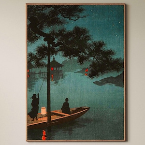 Lago Biwa di Koho Stampa Poster Giappone Biwasee di Shoda Koho Decorazione murale vintage Illustrazione giapponese Ukiyo-e Decorazione murale Stampa artistica
