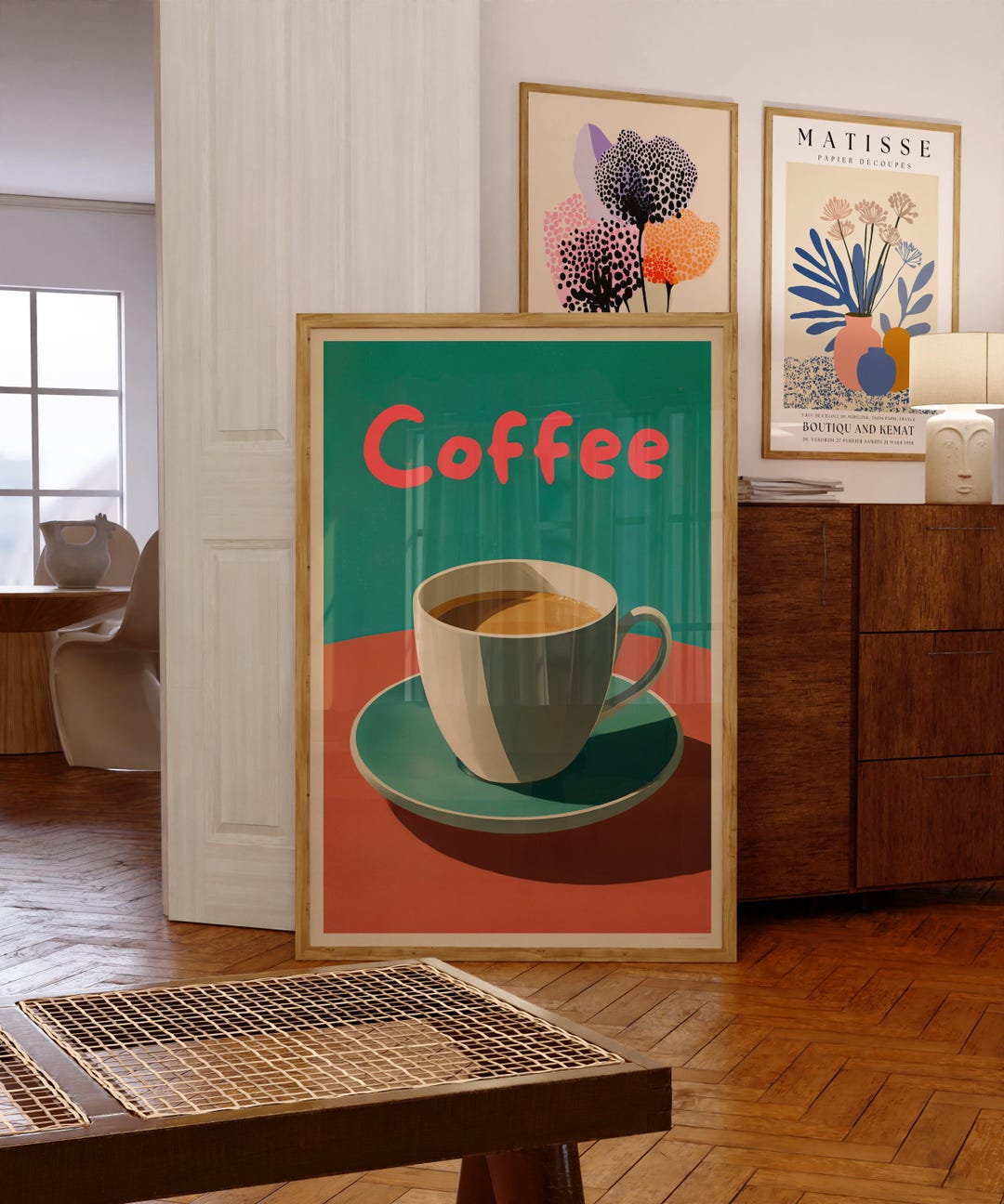 Coffee Poster Mid Century Coffee Art Print Retro Kitchen Wall Art ...