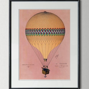 Vintage Print Hot Air Balloon Retro Poster Balloon Le Tricolore Vintage Balloon Wall Decoration Wall Decoration Illustration Gift Idea