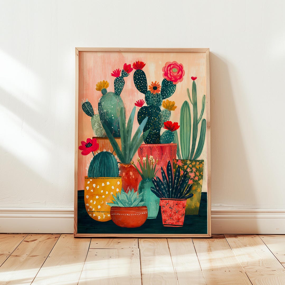 Cactus Wall Art Print Boho Desert Aesthetic Plant Poster Modern ...