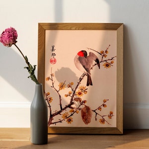 Vintage Print Bird on a Tree Branch Poster Picture Japanese Illustration Art Print Wall Decoration Wall Decoration Gift Idea