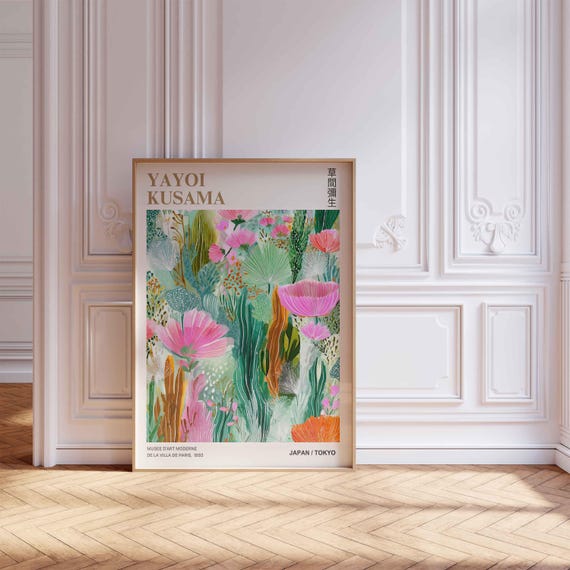 草間彌生ポスター 日本美術 花 植物 壁アート 抽象画 花 モダン