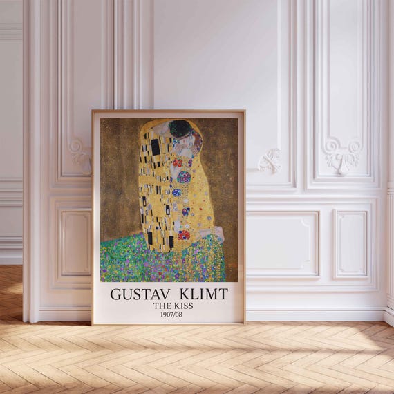 グスタフ・クリムトのポスター「接吻」ヴィンテージアートプリント