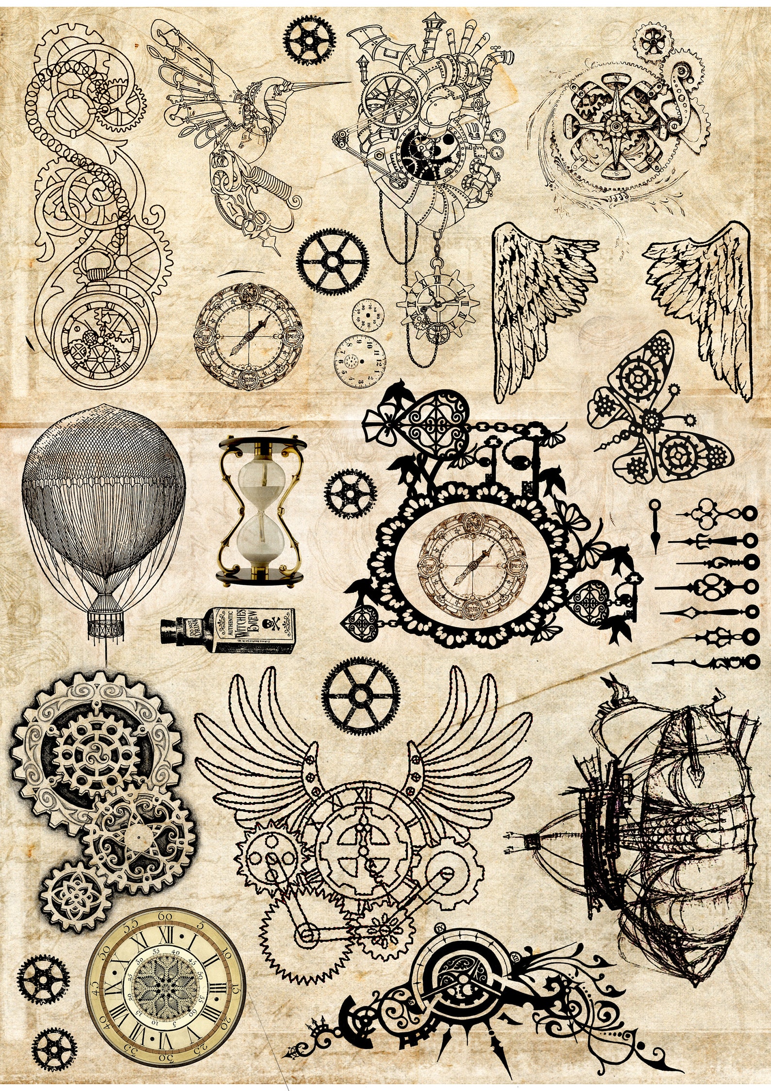 Steampunk junk journal kit printable steampunk ephemera | Etsy