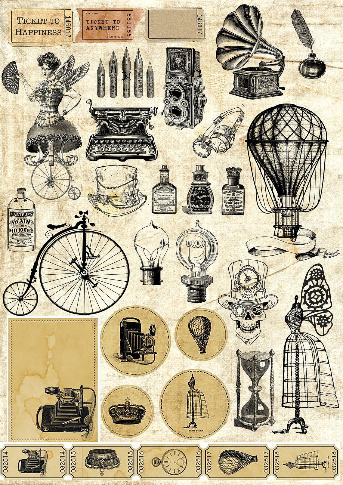 Steampunk junk journal kit printable steampunk ephemera | Etsy
