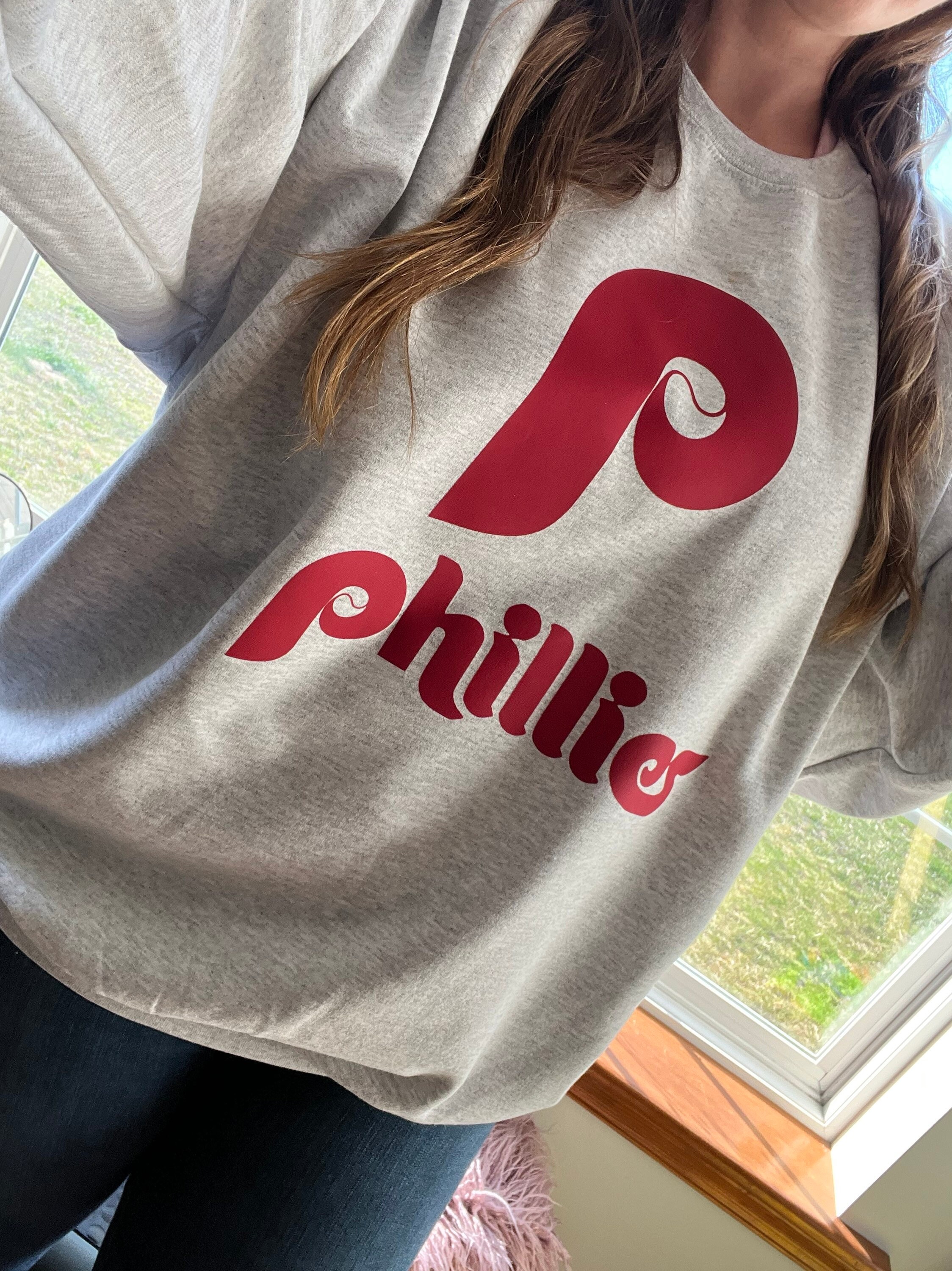 Phillies Oversized Sweatshirt | Vintage Phillies | Phillies Crew Sweatshirt