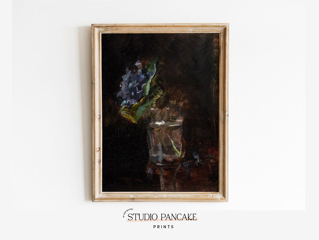 Moody Vintage Flower Print | Dark Floral Still Life Oil Painting ...