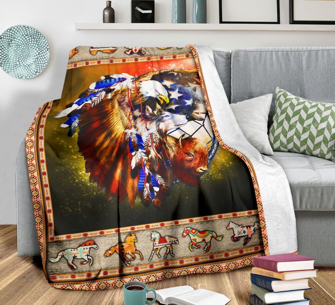 Native American Premium Blanket American Eagle Blanket Etsy