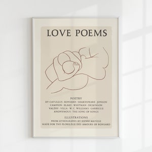 Matisse Love Poems - Neutral Home Decor - Gallery Wall - Minimal Drawing Art - Mid Century Modern - Physical Art Print