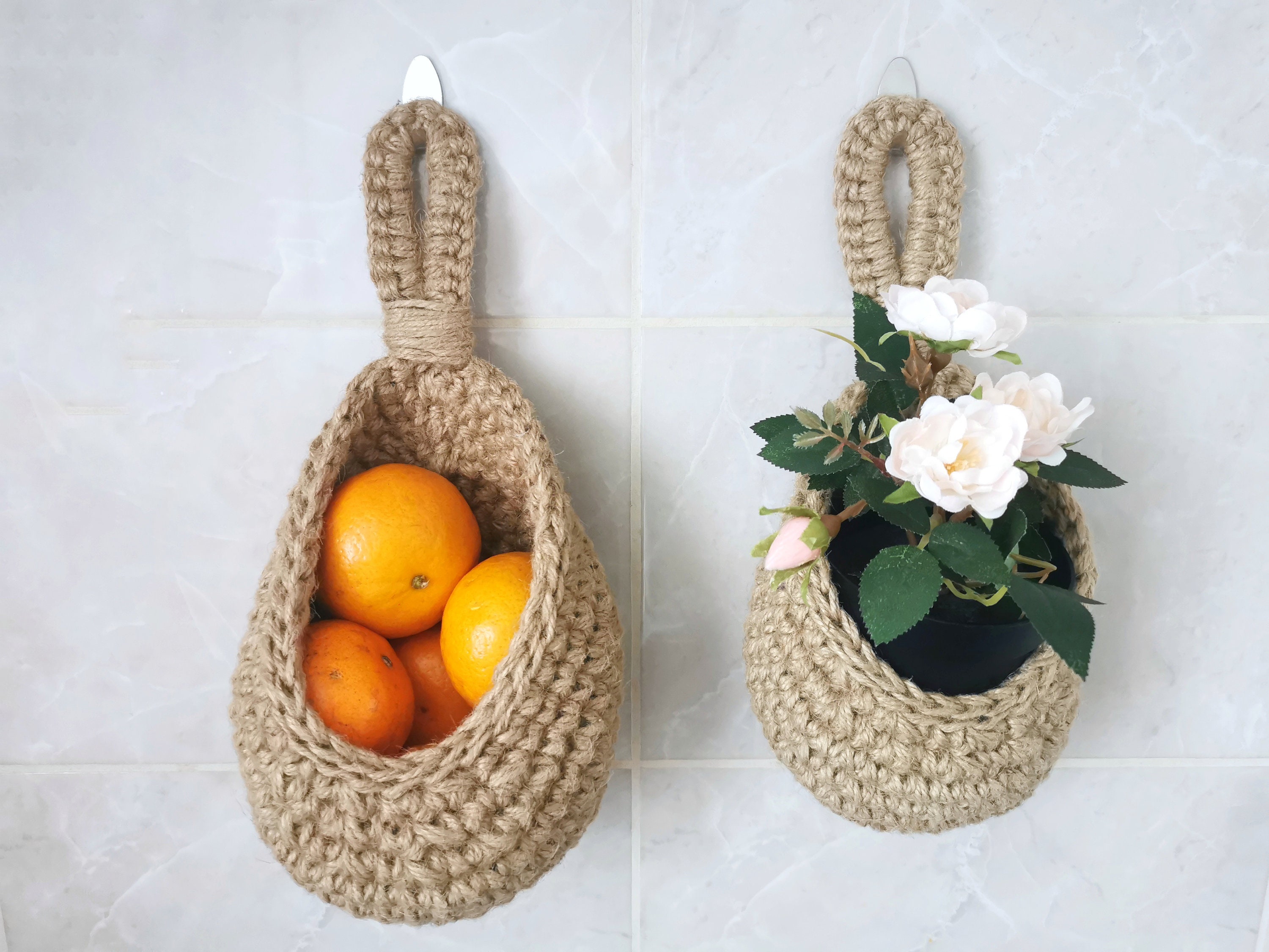 Hanging Jute basket eco friendly storage Jute rope basket Etsy