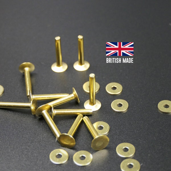 Brass Rivet & Burr Saddlers Rivets: fabricados en el Reino Unido, latón macizo