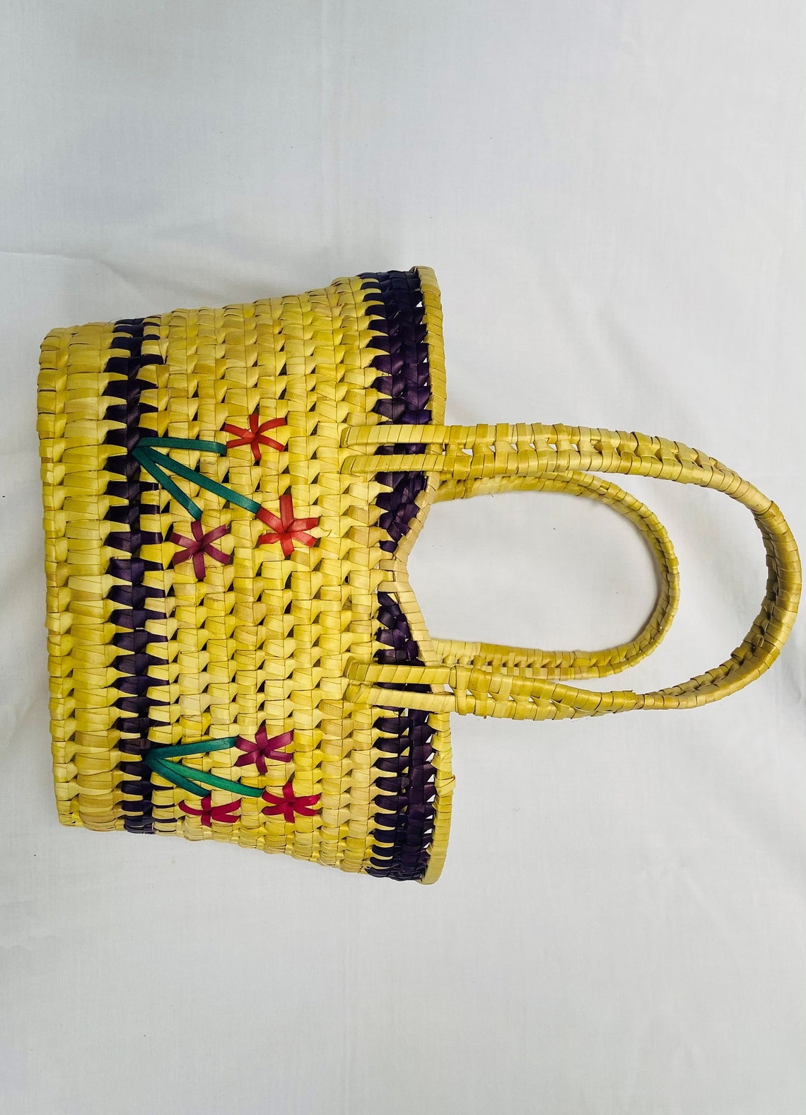 Natural Handmade Palm Leaf Bag Medium Size Summer Beach Bag Market