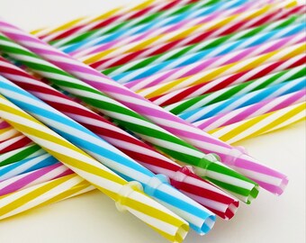 Reusable Plastic Drinking Straw | Coloured Riband Design | Fits Starbucks and Similar Cold Cups