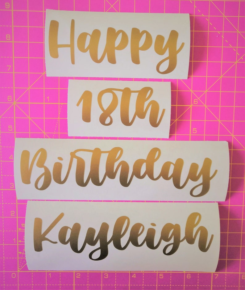 Happy Birthday Name Sticker Personalised Birthday Vinyl Etsy UK