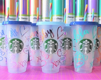 Starbucks Cup UK | Personalised Confetti Name Cup | Best Friend Gift | Easter Ideas | Birthday Present | Hugs & Kisses Tumbler | Reusable