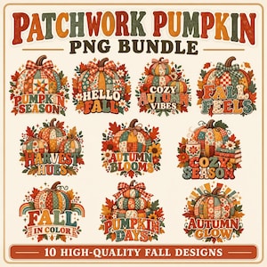 Patchwork Pumpkin PNG Bundle, Quilted Fall Pumpkin PNG, Vintage Autumn Sublimation, Floral Plaid Pumpkin, Cozy Fall Digital Download