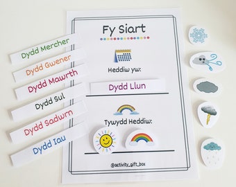 A4 WELSH Velcro Today Chart | Fy Siart | Learning Activity | Weather | Day | week | Reusable.