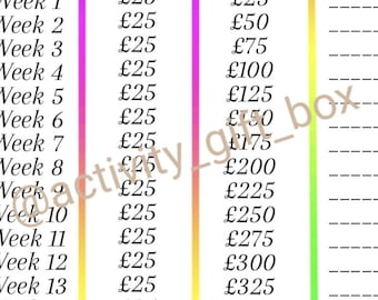 Digital Product | Savings Chart | Weekly Savings | Download at home | Save Money | Print as many as you like.