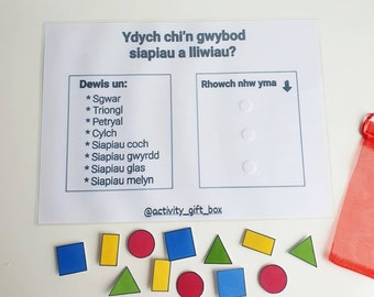 A4 WELSH shapes worksheet | Velcro resources | Welsh Shapes | Shape Sorting Activity.