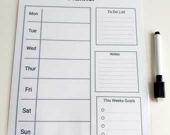 A4 Size Weekly Planner | Save and Plan | Handmade | Reusable | Pen Included |