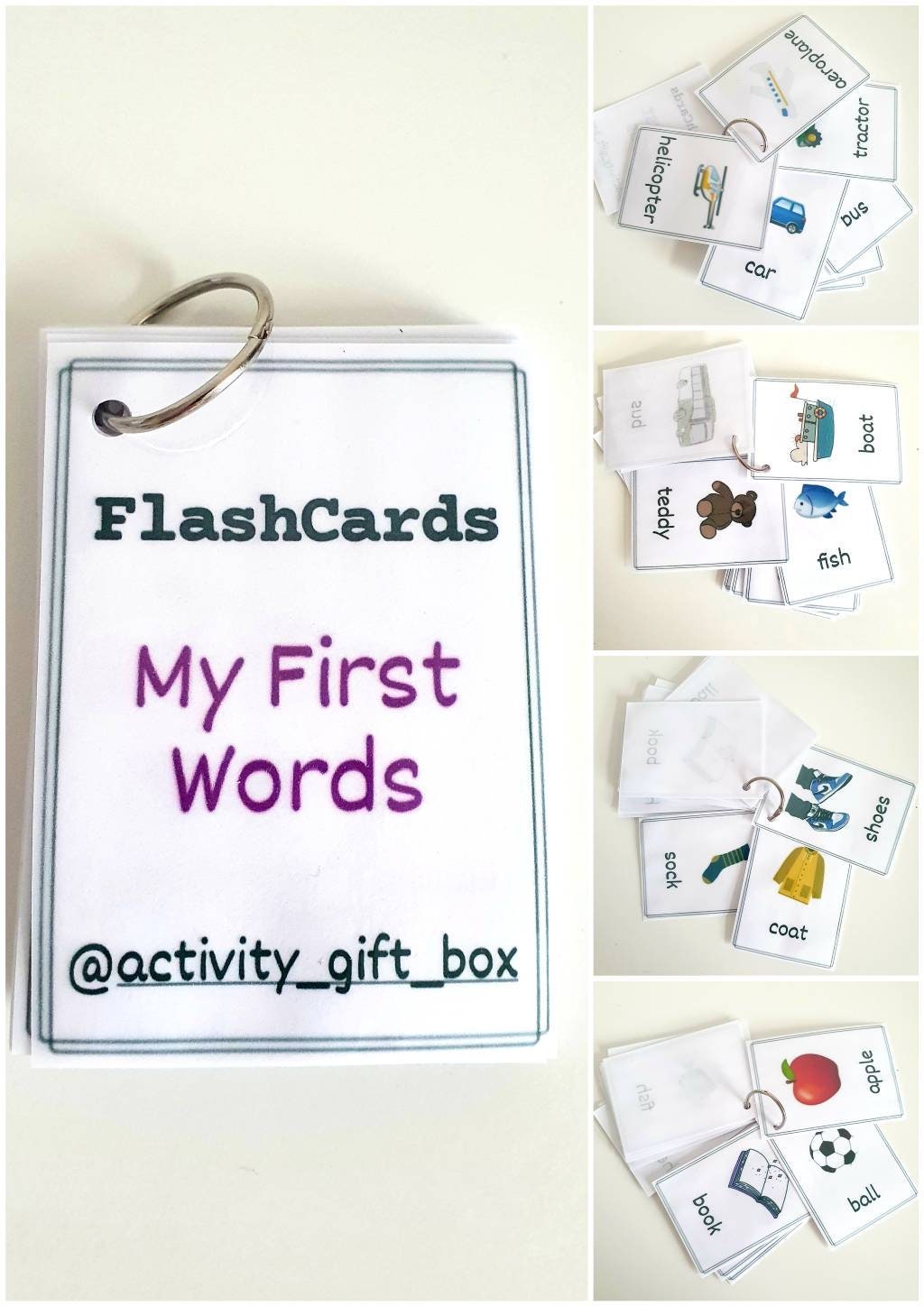 FIRST WORDS FLASH CARDS- Picture & Word - Toddler - Baby - First Learning  Set