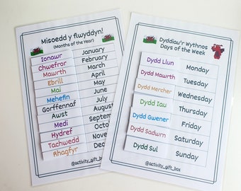 WELSH Fun Size | Days of the week and months of the year | Small WELSH Resources | Learning Activity | Wales