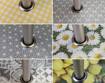 Round Wider Width Circular PVC Tablecloth with Parasol Hole - Garden Tablecloth Outdoor Vinyl - Fruit Floral Flowers Tiles Geometric Designs