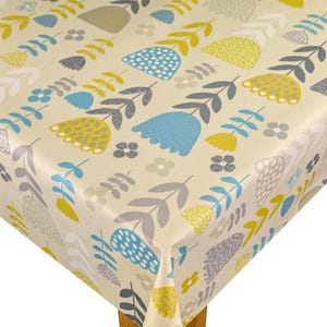 Oilcloth Wipe Clean 100% Cotton half panama fabric Tablecloth - Annika Teal Matt Finish - Round, Rectangle, Oval, Square-Table Protector