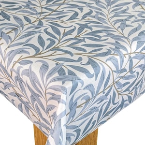 William Morris Oilcloth Tablecloth- Rectangle Round Square Oval - Willow Bough Grey Mineral Matte Finish Traditional oilcloth table covering