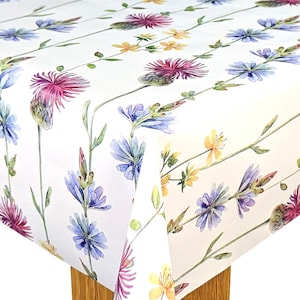 Scotch Thistle Flowers PVC Vinyl Tablecloth Cover Indoor Outdoor Use Wipe Clean Table Protector Cloth Oilcloth- All Sizes Shapes- Floral