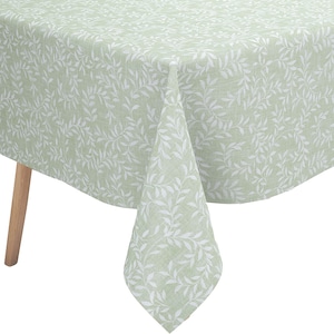Green Willow Leaves PVC Vinyl Tablecloth Cover Indoor Outdoor Use Wipe Clean Table Protector Cloth Oilcloth- All Sizes Shapes-