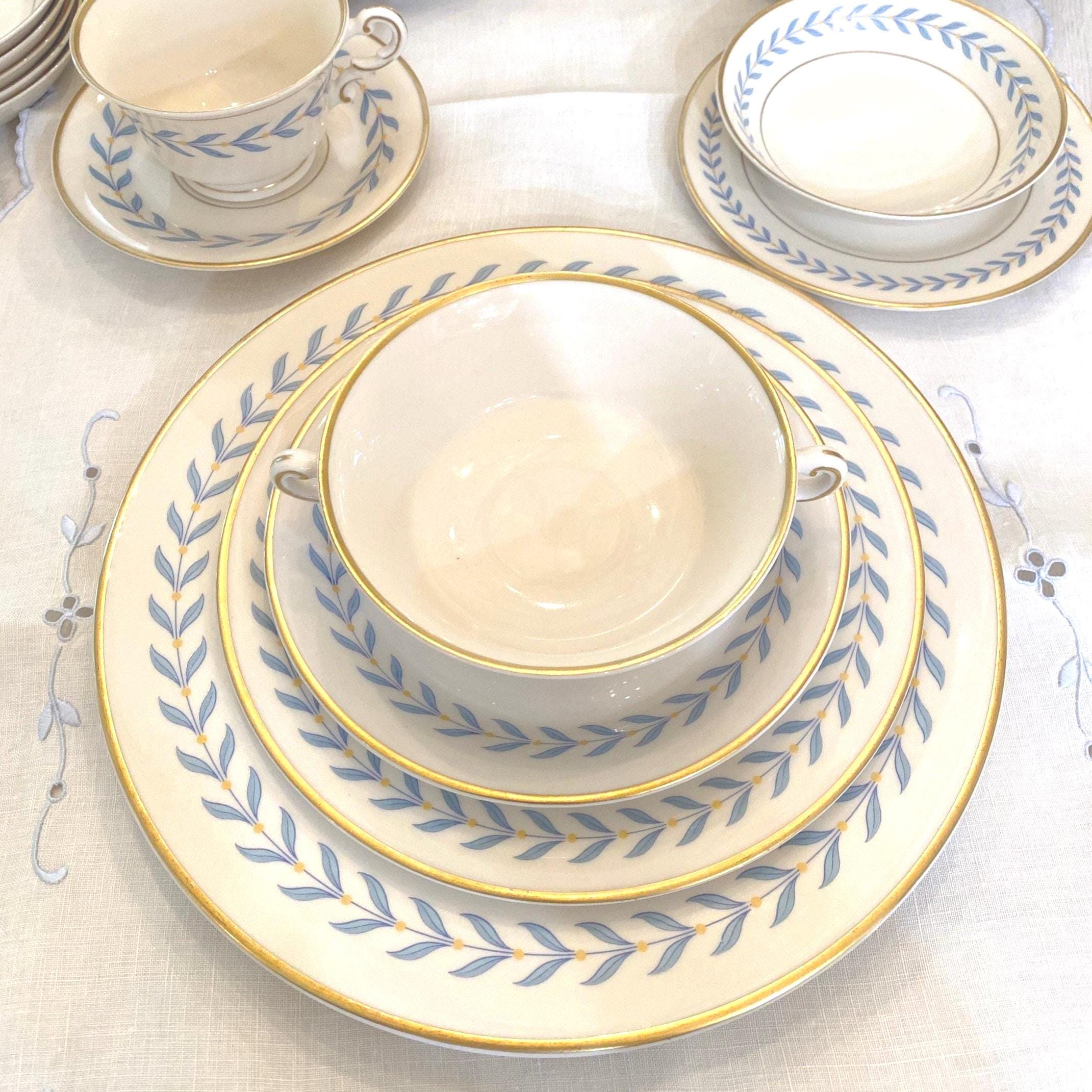 Vintage Syracuse SHERWOOD Dish Sets/replacement/blue Laurel With