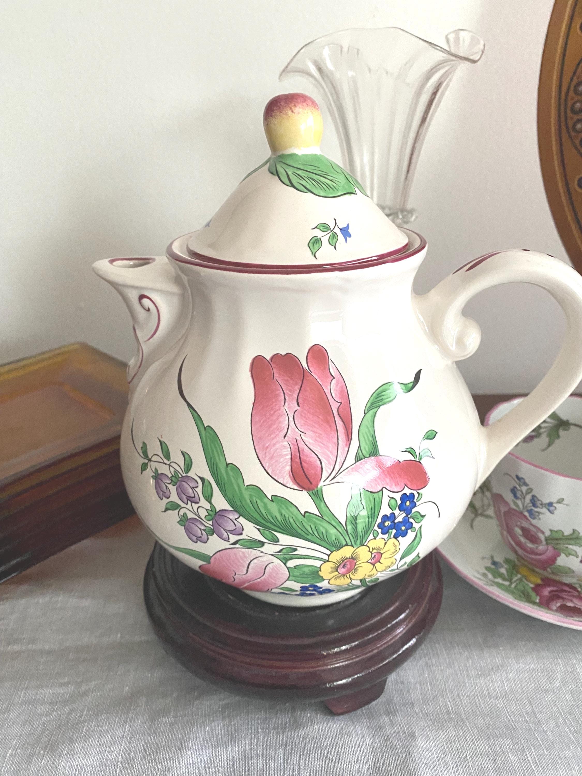 Luneville フランス　蝶々　ブルーグリーン　アンティーク　オクトゴナル Luneville Strasbourg - Etsy