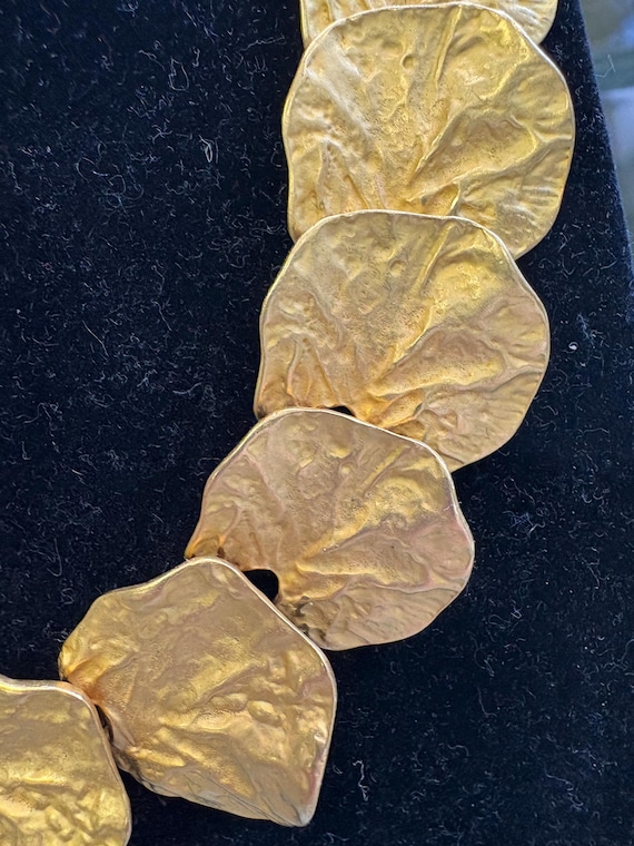 Kenneth Jay Lane Vintage 1990’s Gold Matte Ginkgo… - image 4