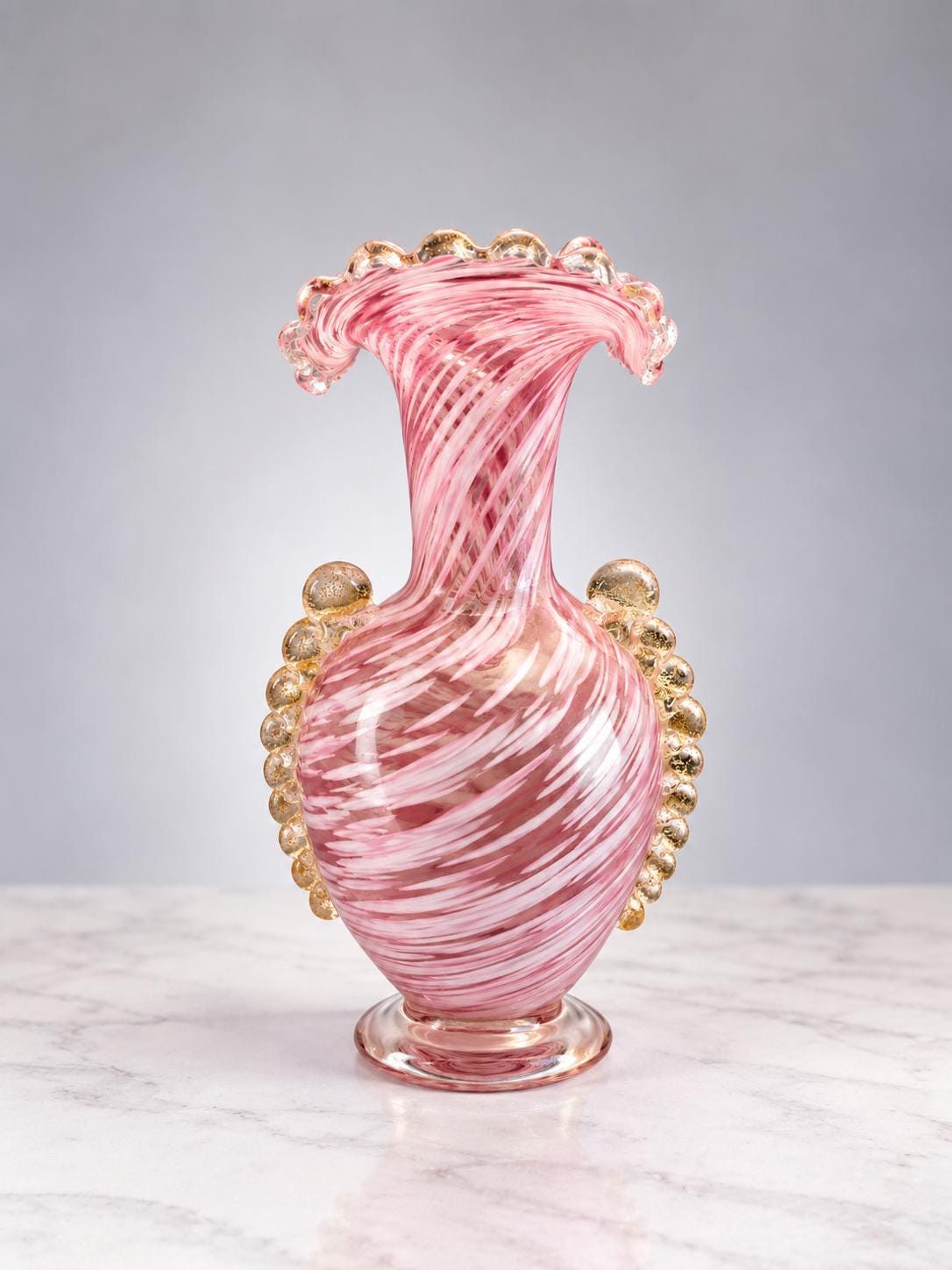 Vintage Murano Glass Pink Vase - Etsy